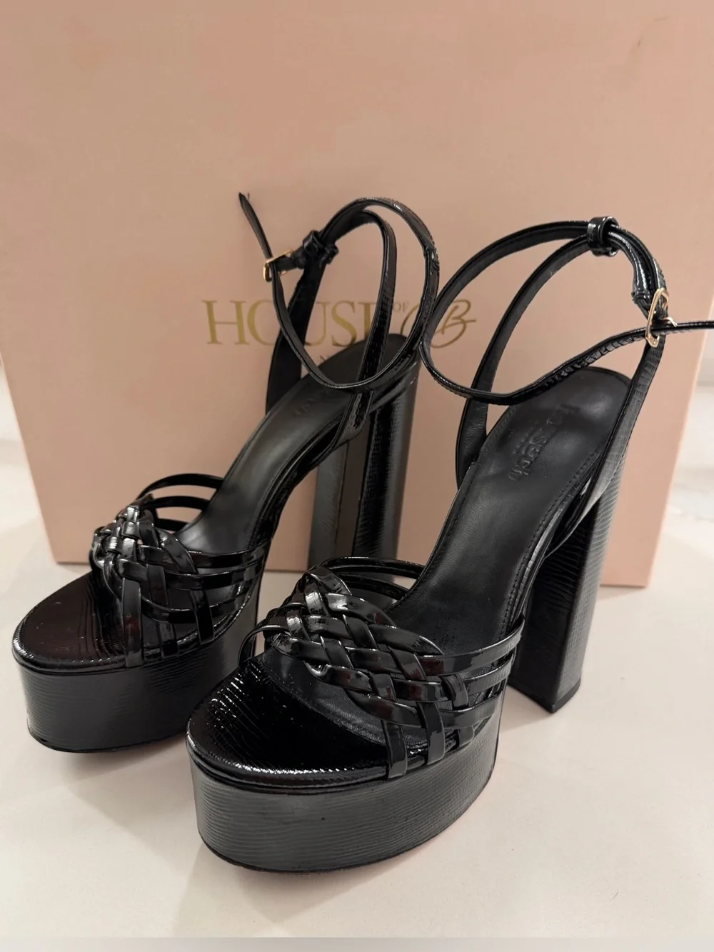 House of CB - Black Leather Platform Sandal - QUEEN - 37